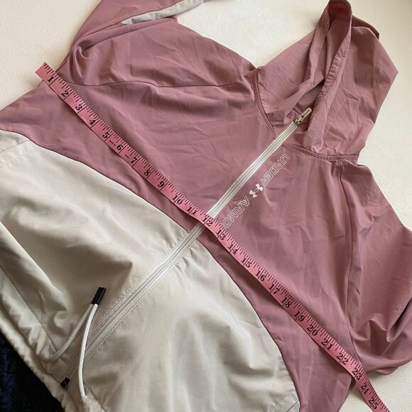 Under Armour Mauve Pink Beige Colorblock Windbreaker Jacket Women’s Medium Loose - Picture 4 of 7